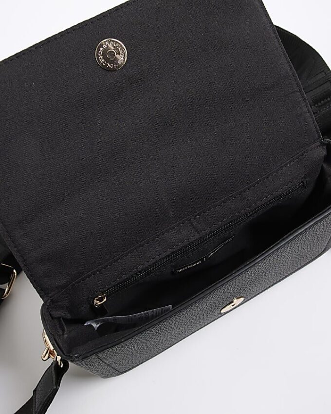 Black Embossed Cherry Charm Cross Body Bag