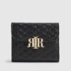 Black Embossed Flap Front Foldout Purse