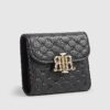 Black Embossed Flap Front Foldout Purse