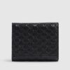 Black Embossed Flap Front Foldout Purse