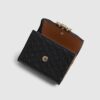 Black Embossed Flap Front Foldout Purse