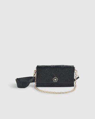 Black Embossed Monogram Cross Body Bag