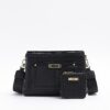 Black embossed monogram cross body bag
