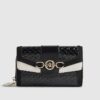 Black Embossed Monogram Flap Front Purse