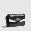 Black Embossed Monogram Flap Front Purse