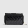 Black Embossed Monogram Flap Front Purse