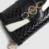 Black Embossed Monogram Flap Front Purse