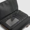 Black Embossed Monogram Flap Front Purse