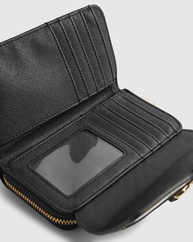Black Embossed Monogram Flap Front Purse