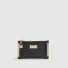 Black Embossed Monogram Print Mini Purse