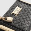 Black Embossed Monogram Print Mini Purse