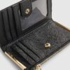 Black Embossed Monogram Print Mini Purse