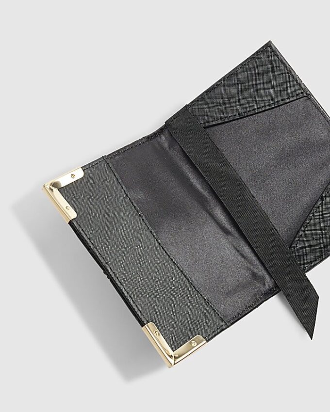Black Embossed Monogram Print Passport Cover