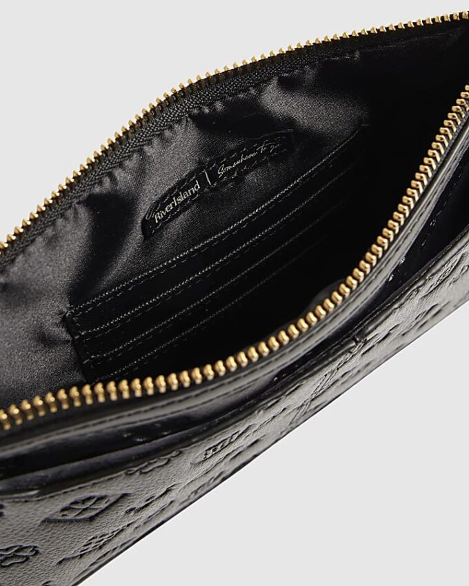 Black Embossed Monogram Travel Wallet