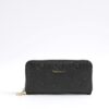 Black Embossed Monogram Zip Around Purse