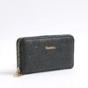 Black Embossed Monogram Zip Around Purse