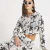 Black Embroidered Beach Crop Top