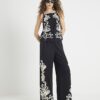 Black Embroidered Tank Top