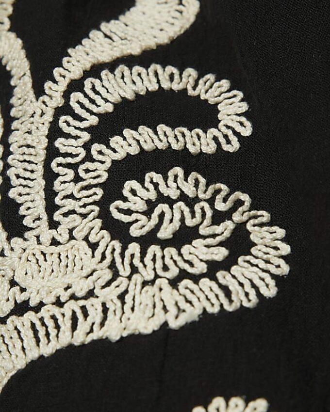 Black Embroidered Tank Top