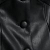 Black Faux Leather Fitted V Neck Top