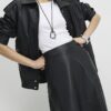 Black Faux Leather Full Circle Midi Skirt