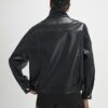 Black Faux Leather Funnel Neck Biker Jacket
