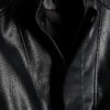 Black Faux Leather Funnel Neck Biker Jacket