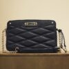 Black Faux Leather Quilted Cross Body Bag