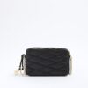 Black Faux Leather Quilted Cross Body Bag
