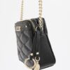 Black Faux Leather Quilted Cross Body Bag
