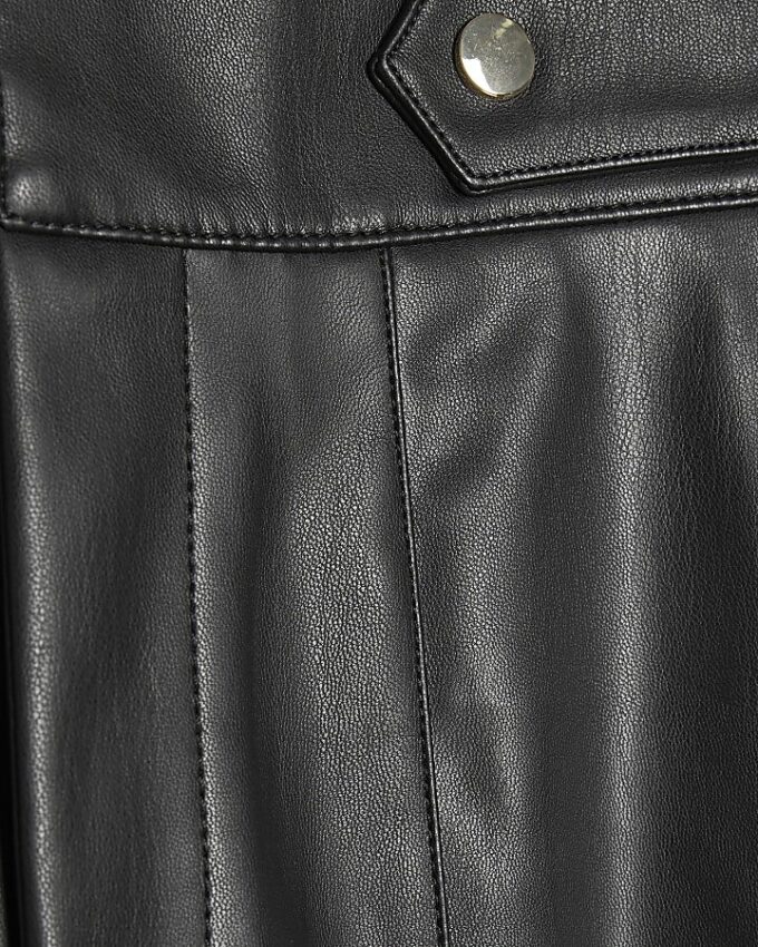 Black Faux Leather Wide Leg Trousers