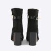 Black Faux Suede Round Heel Buckle Boots