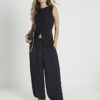 Black Faux Suede Sleeveless Waistcoat