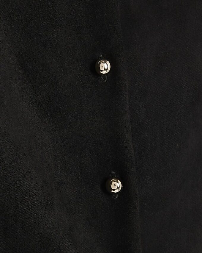 Black Faux Suede Sleeveless Waistcoat