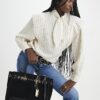 Black Faux Suede Soft Lock Front Tote Bag