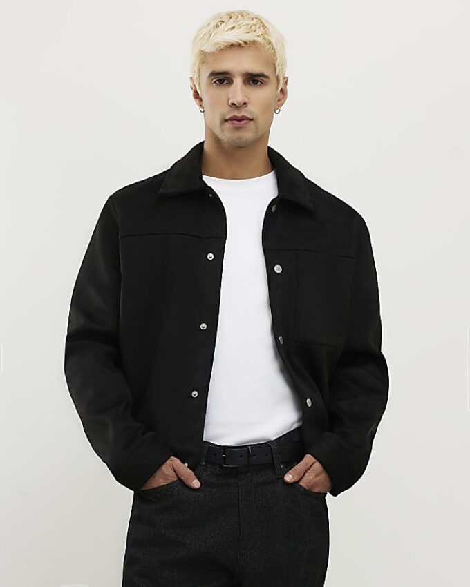 Black Faux Suedette Western Jacket