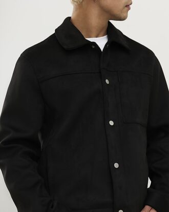 Black Faux Suedette Western Jacket