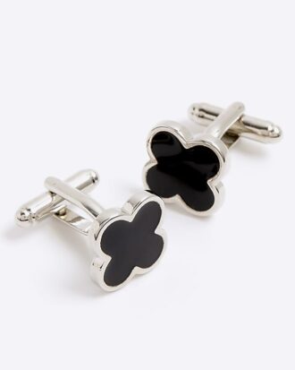 Black Flower Inlay Cufflinks
