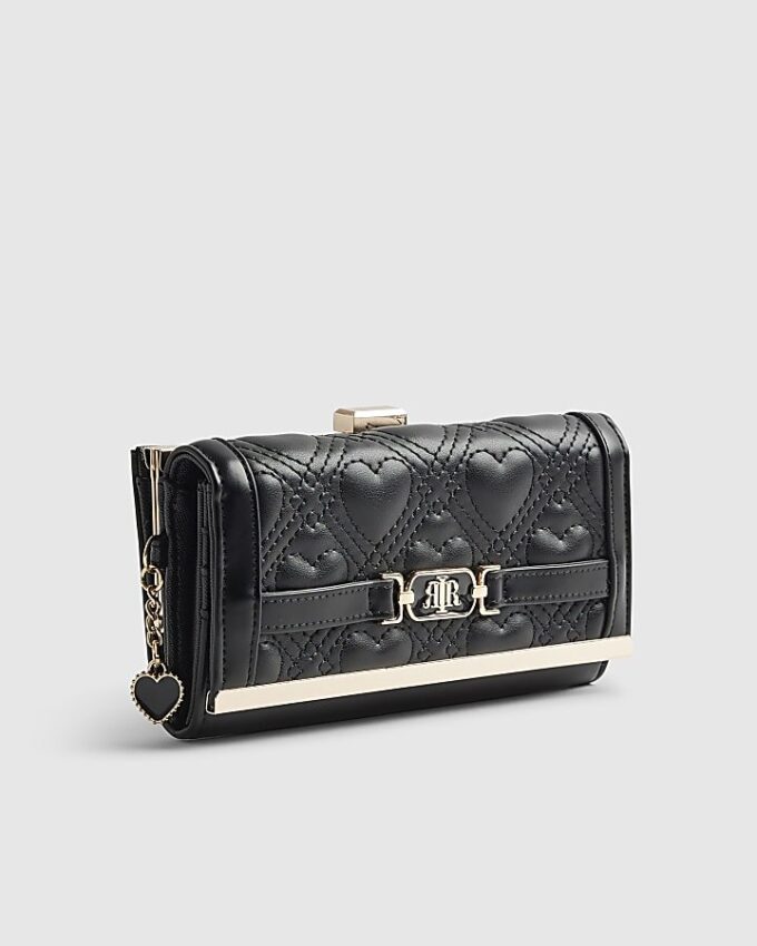 Black Heart Quilted Purse
