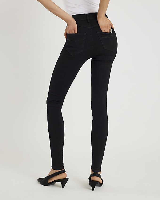 Black High Waisted Sculpt Black Skinny Jeans