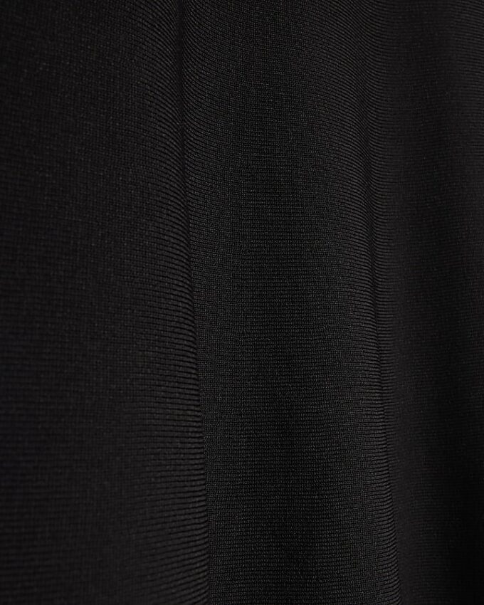 Black Knitted Scallop Tipped Mini Dress
