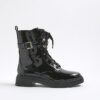 Black Lace Up Buckled Chunky Boots