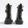 Black Lace Up Buckled Chunky Boots