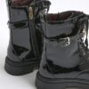 Black Lace Up Buckled Chunky Boots