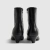 Black Leather Cone Kitten Heel Boots