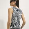 Black Linen Blend Palm Print Tank Top