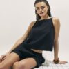 Black Linen Blend Tank Top