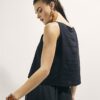 Black Linen Blend Tank Top