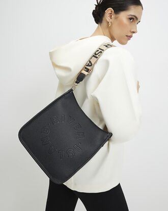 Black Logo Messenger Bag