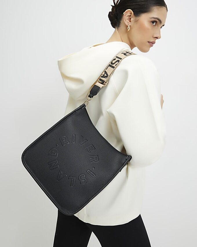 Black Logo Messenger Bag